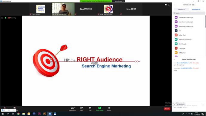 Avrupa İşletmeler Ağı - Karadeniz trafından İşletmelere Yönelik Pazarlama Yönetimi Webinarı Düzenlendi